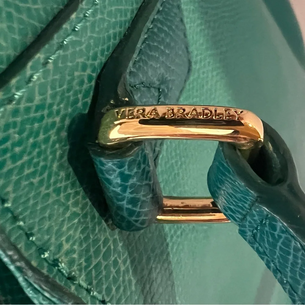 Vera Bradley Teal Pebbled Leather Tote - Picture 5 of 11